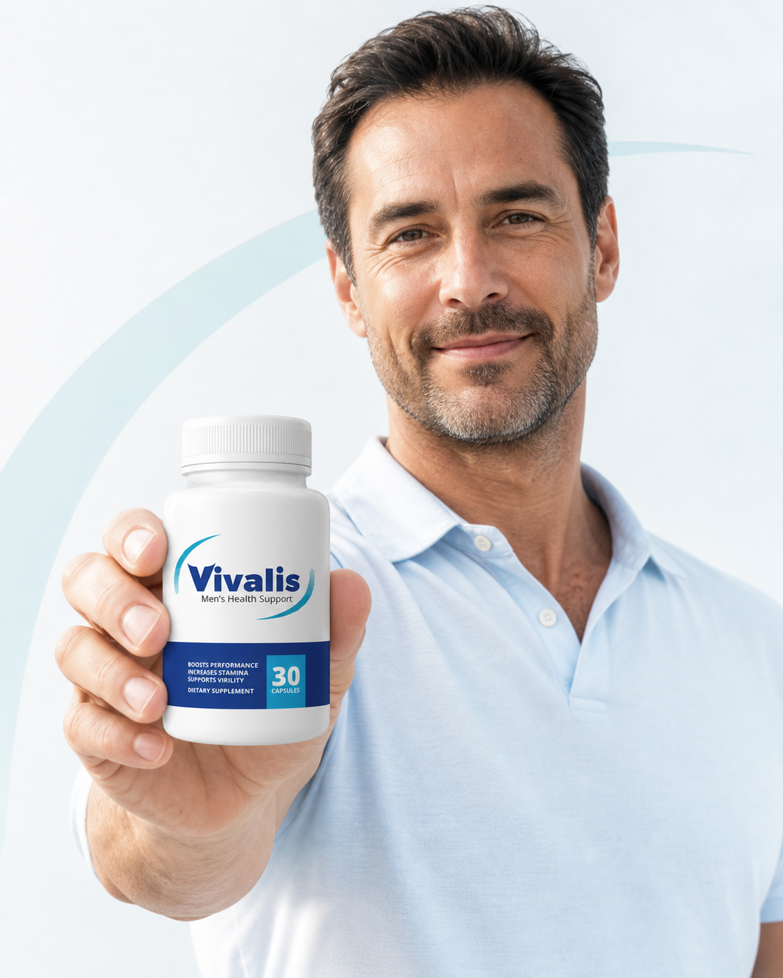 Vivalis men's wellness supplement bottle and featured botanicals